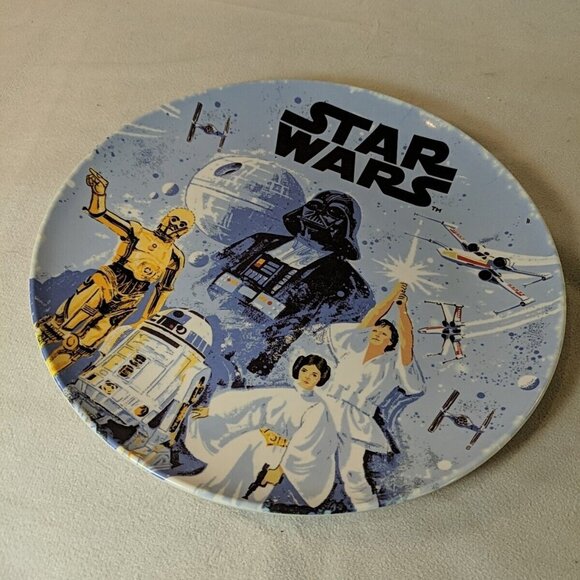 Star Wars Plate 2010 Lucas Film Pottery Barn Kids Plastic Dishwasher Safe Blue - Picture 2 of 7